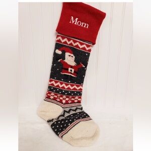 Pottery Barn Kids Santa Natural Fair Isle Christmas Stocking Mom Monogram